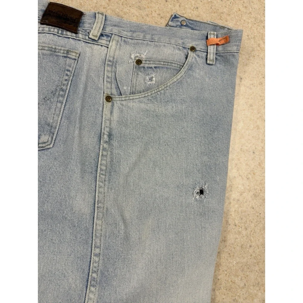 Levi's Jeans Mens 48x32 Light Wash Blue Distressed Relaxed Fit Denim Big Tall